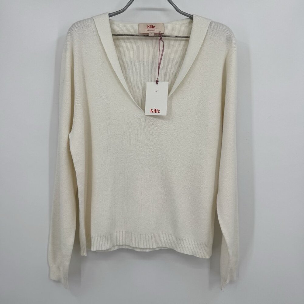 Kilte Collection Cotton-Cashmere Claire Sailor Pullover Sweater size L/XL Ivory